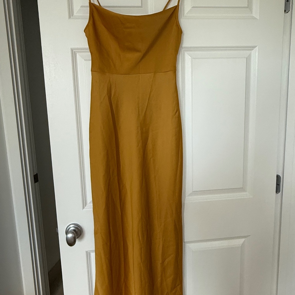 BHLDN CALI SATIN CHARMEUSE MIDI DRESS